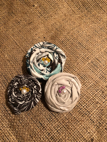 Fall Collection Rosette Clips.  Set of 3
